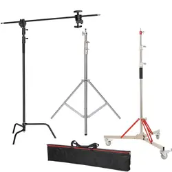 Kit de Soporte C de acero inoxidable con bolsa de peso, accesorios de estudio fotográfico, varilla de extensión, bolsa de transporte, supertrípode, 2,9 m, 3,2 m