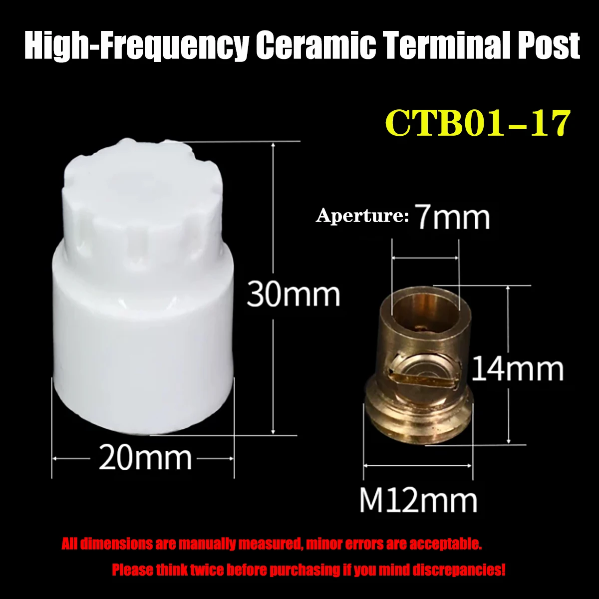 CTB01-17 High Frequency Ceramic Terminal Copper Core Insulating Connector for Heating Pipe