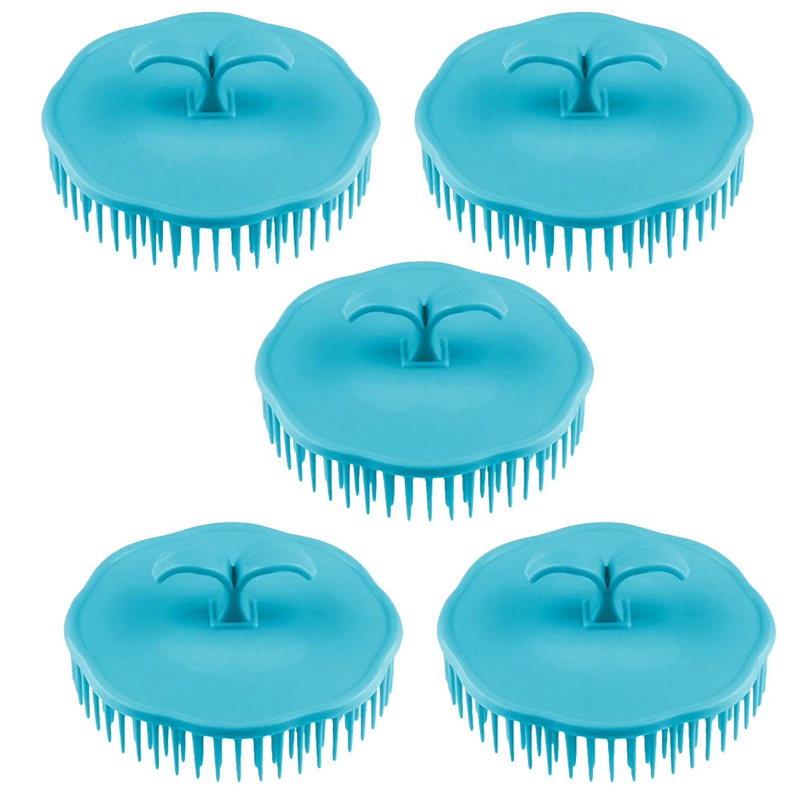 

5pcs Hair Shampoo Brush Round Scalp Massage Tool Deep Clean Hair Roots Pp Tpr Material Removable For Shower Bath Hairstyling