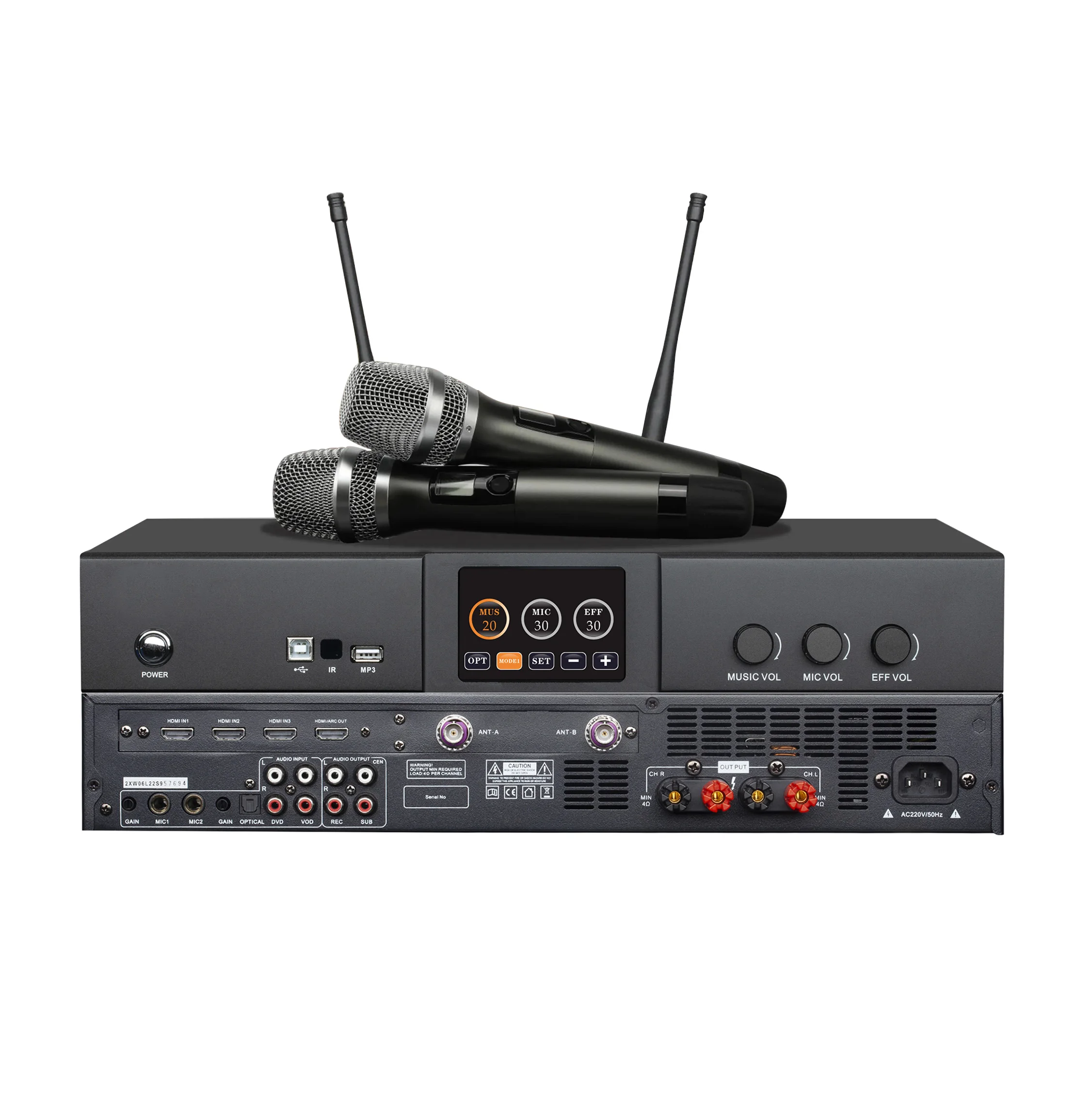 

Digital Music Sound System Built in Microphone 2 Channel 3 in 1 Class H D Karaoke Amplifier Professional for Entertainment