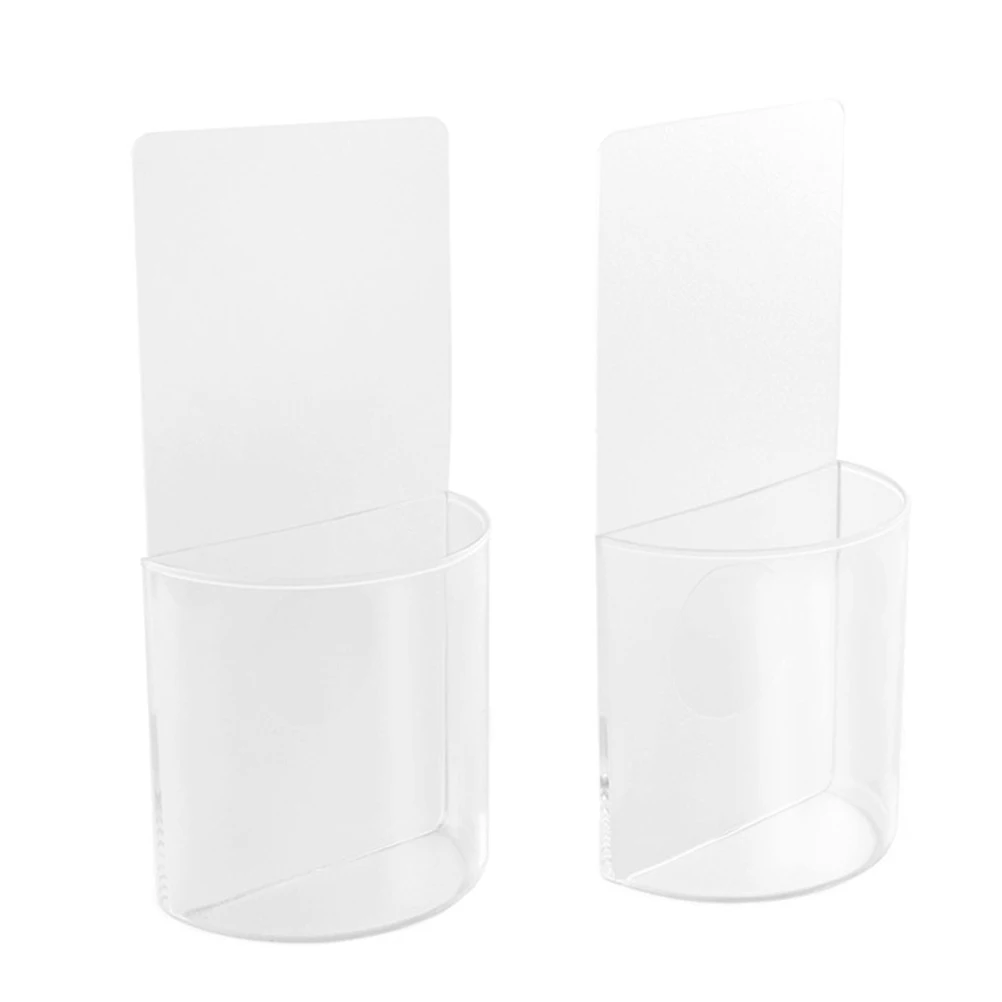 

2pcs Remote Storage Box Acrylic PU Wall Storage Stand For Remote Control Mount Holder Pounds Reusable Adhesive Stand