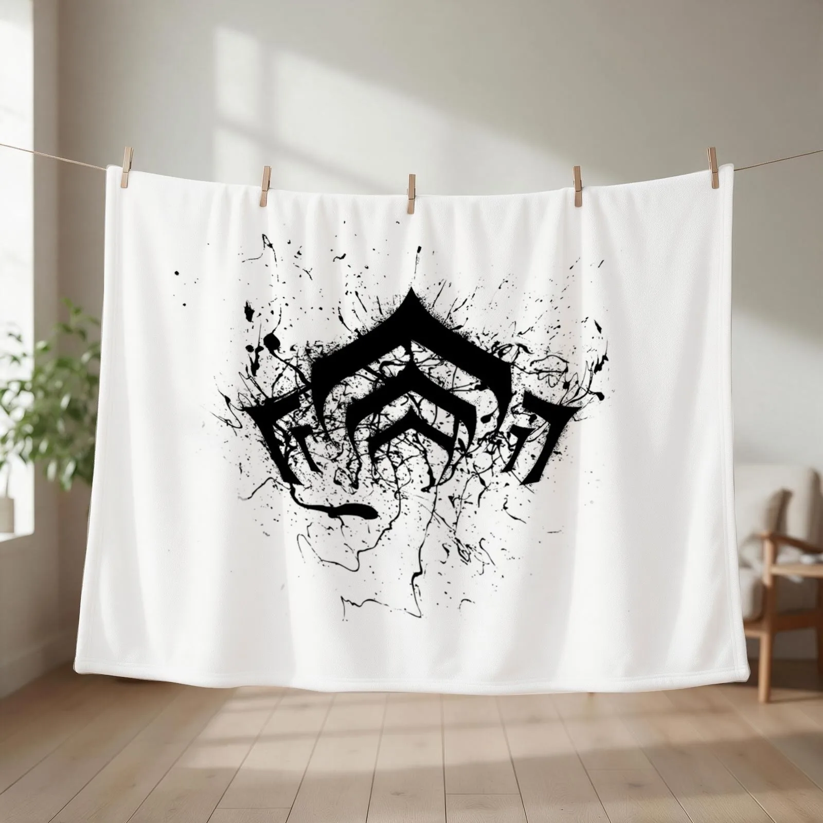 warframe logo Throw Blanket couch cozy soft plush fuzzy picnic outdoor blanket