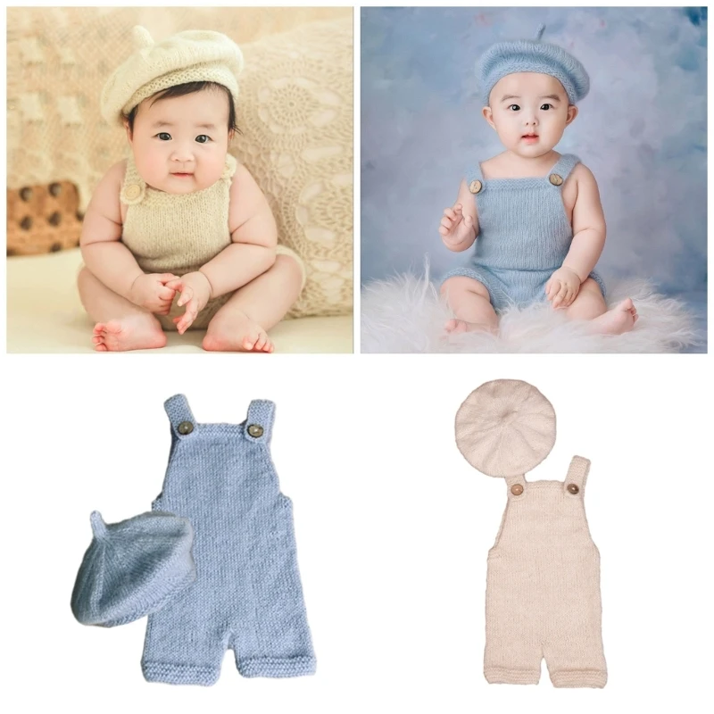 

Baby PhotoShooting Props Beanie Hat Jumpsuit Costume Photo Posing Props Newborn Photography Suit Photostudio Accessories