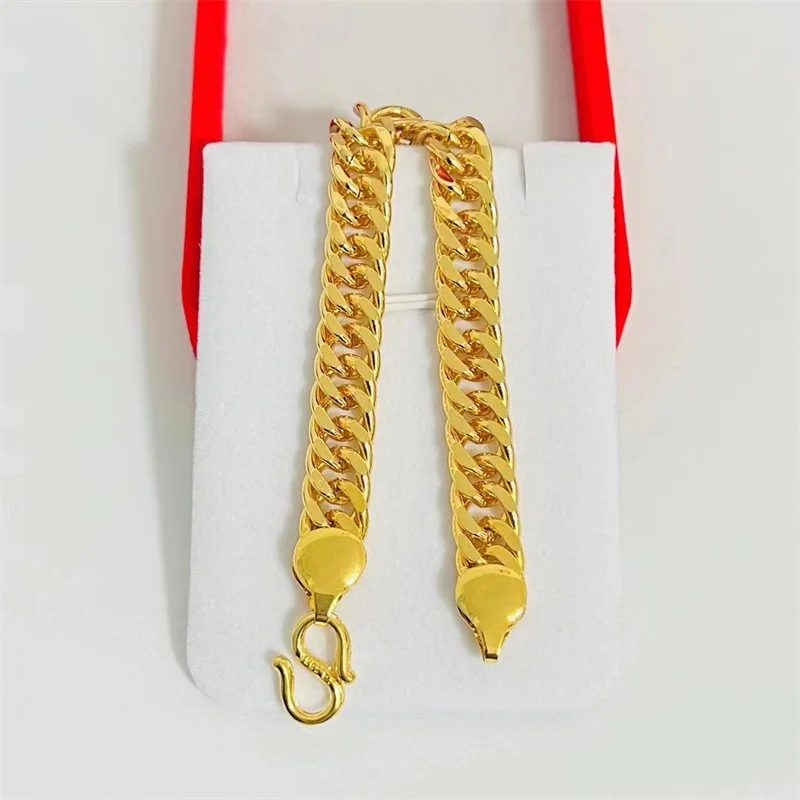 

Роскошный браслет из чистого золота 24K 9999 пробы, модная кубинская цепочка, браслет для мужчин и женщин.