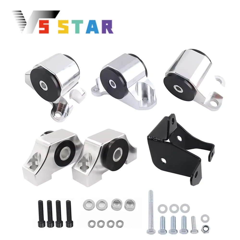 

High Quality Billet Aluminum 2 Bolt Engine Motor Mount Kit For 1996-2000 Civic EK B16 B20 D16 B D Series Sliver