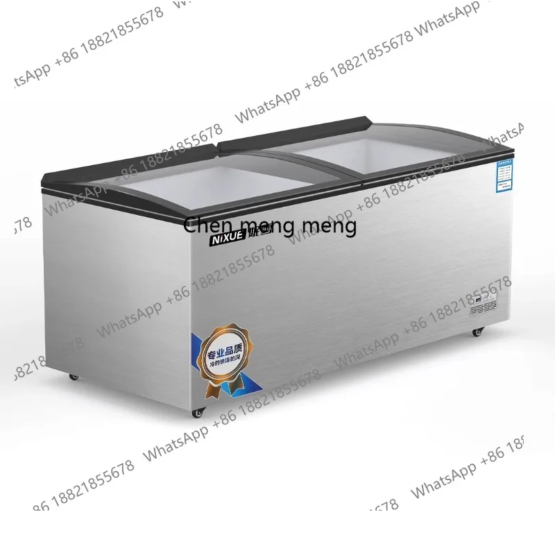 

Stainless steel glass door freezer commercial large capacity horizontal refrigeration freezer single temperature copper tube