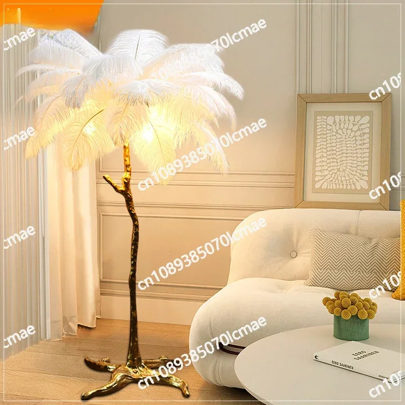 Feather lamp Floor lamp Living room lamp Nordic Internet celebrity bedroom Living room creative simplicity