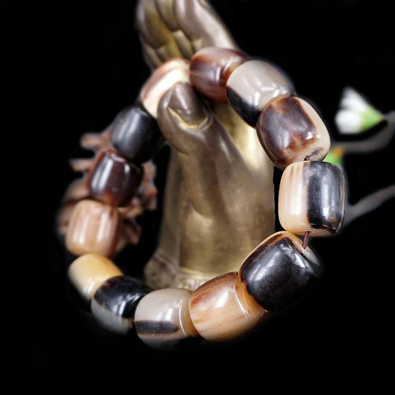 Authentic Tibetan natural yak horn prayer beads , men's single-loop bracelet