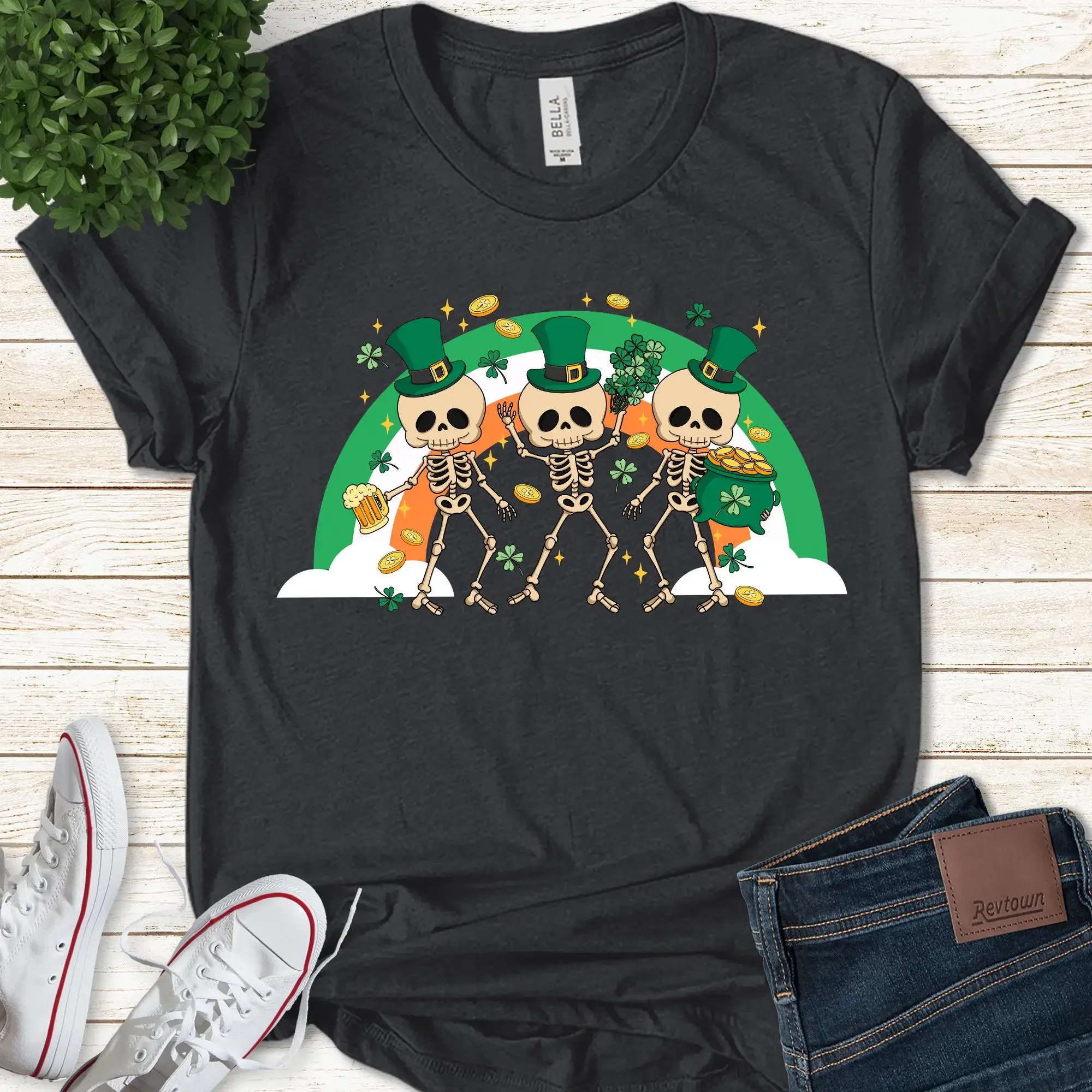 St Patricks Day T Shirt SweaT Irish Dancing Skeletons Drink Beer Lucky Shamrock K 17022303