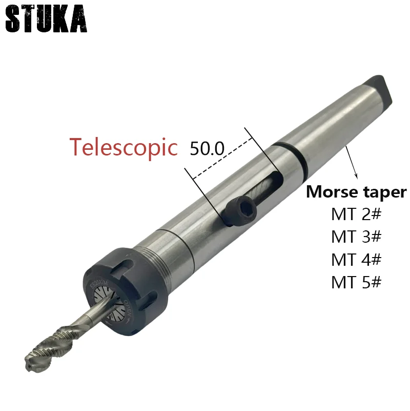 Stuka Telescopic Tap Chuck Holder Floating Tail Stock Morse Taper Fixed Sleeve For Lathe Milling Inner Thread
