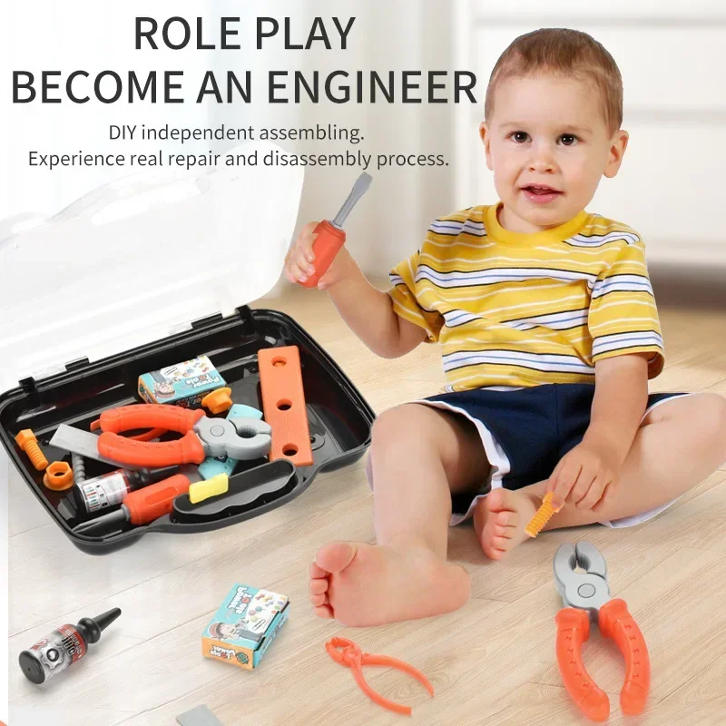Kinder Spielzeug Werkzeuge Kit Kinder 13 Stück Toolbox Set Diy Pretend Spielen Spielzeug Reparatur Werkzeug Bau Pädagogisches Spielzeug für Jungen mädchen