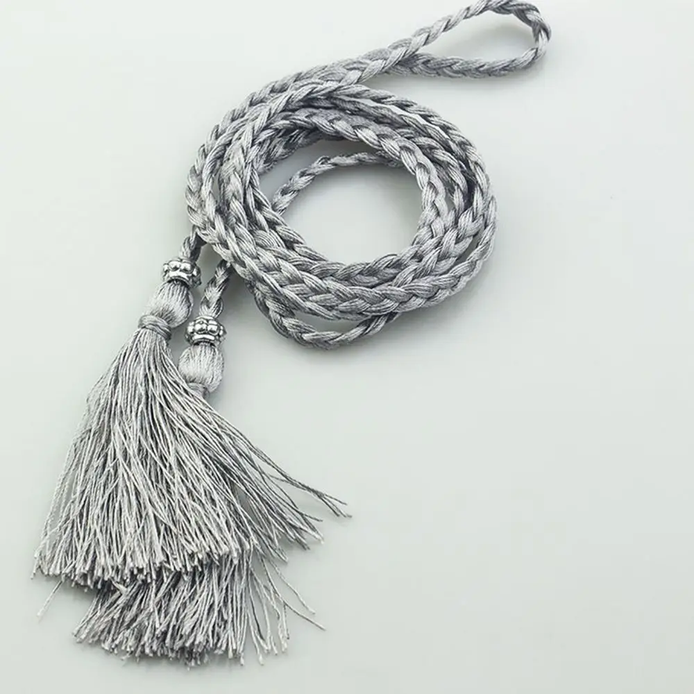 160cm Decorated Bow Tassle Waistband Woven Rope Waist Chain Braided Belts Waist Rope Tassles Belts