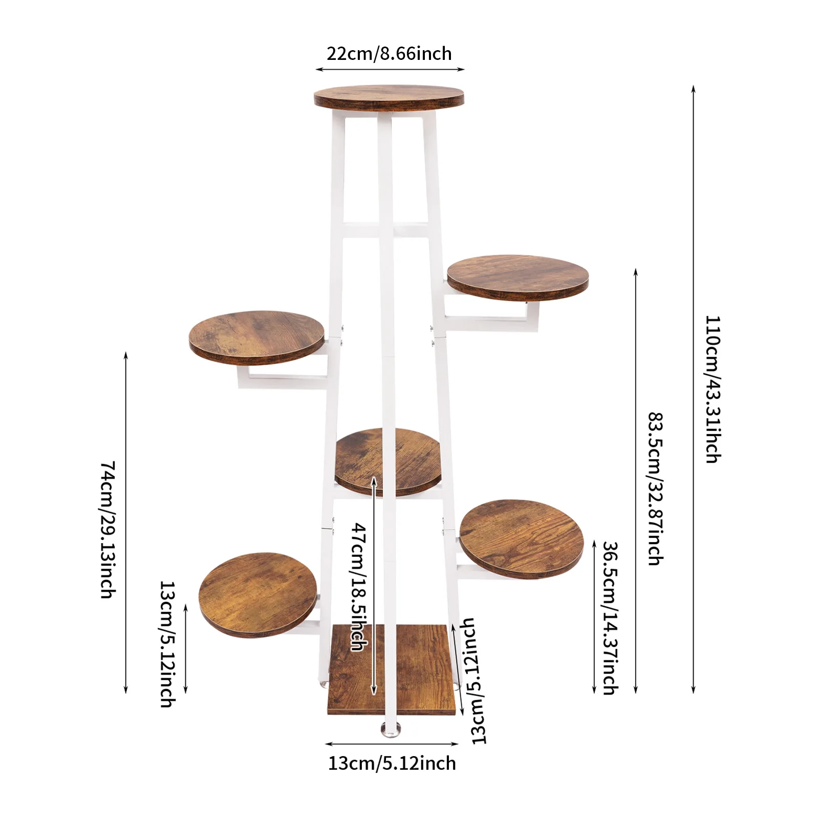 7-stufiger Blumenständer, weiß/schwarzer Blumentopfständer, Pflanzenständer und Pflanzenregal, Präsentationsständer für das Wohnzimmer – Detail 2