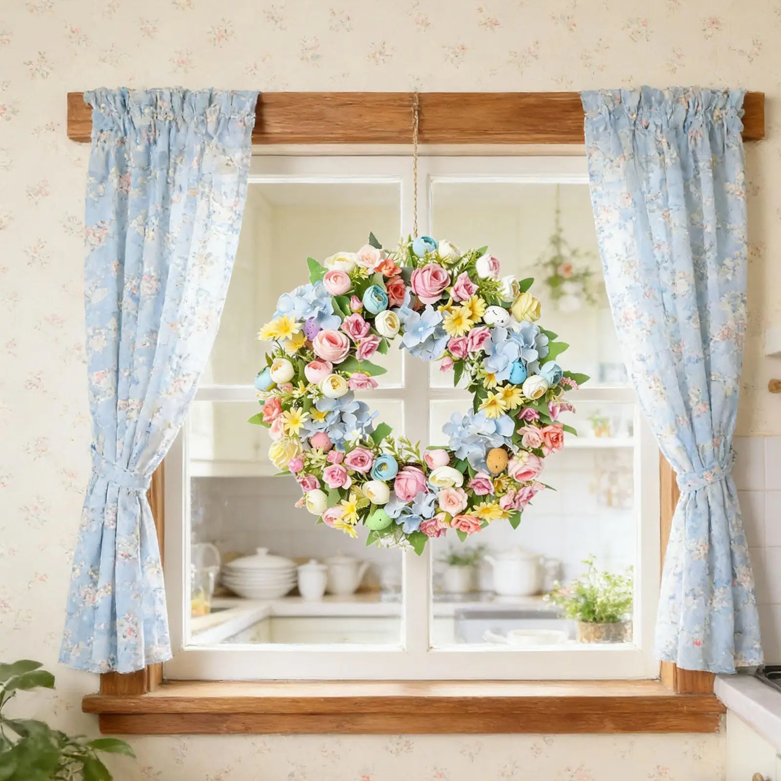 

Весенний красочный венок: искусственный цветочный венок с полевыми цветами, зеленью и листьями, гирлянда для свадьбы