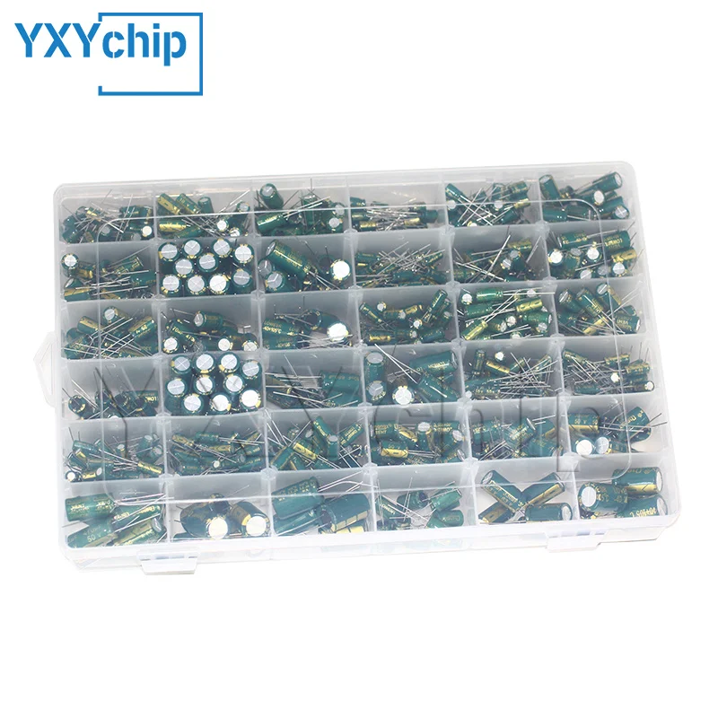 335 625 925PCS 24 36values Aluminum Electrolytic Capacitor Assortment Kit Low ESR 1uf4.7uf 10uf22uf 47uf 100uf 220uf 330uf 470uf