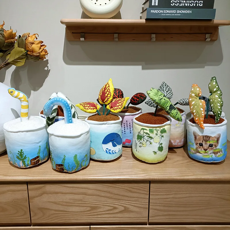 Simulation Cute Potted Plant Plush Doll Lifelike Succulent Bamboo Flower Plush Toy Home Decoration Gift For Boys And Girls