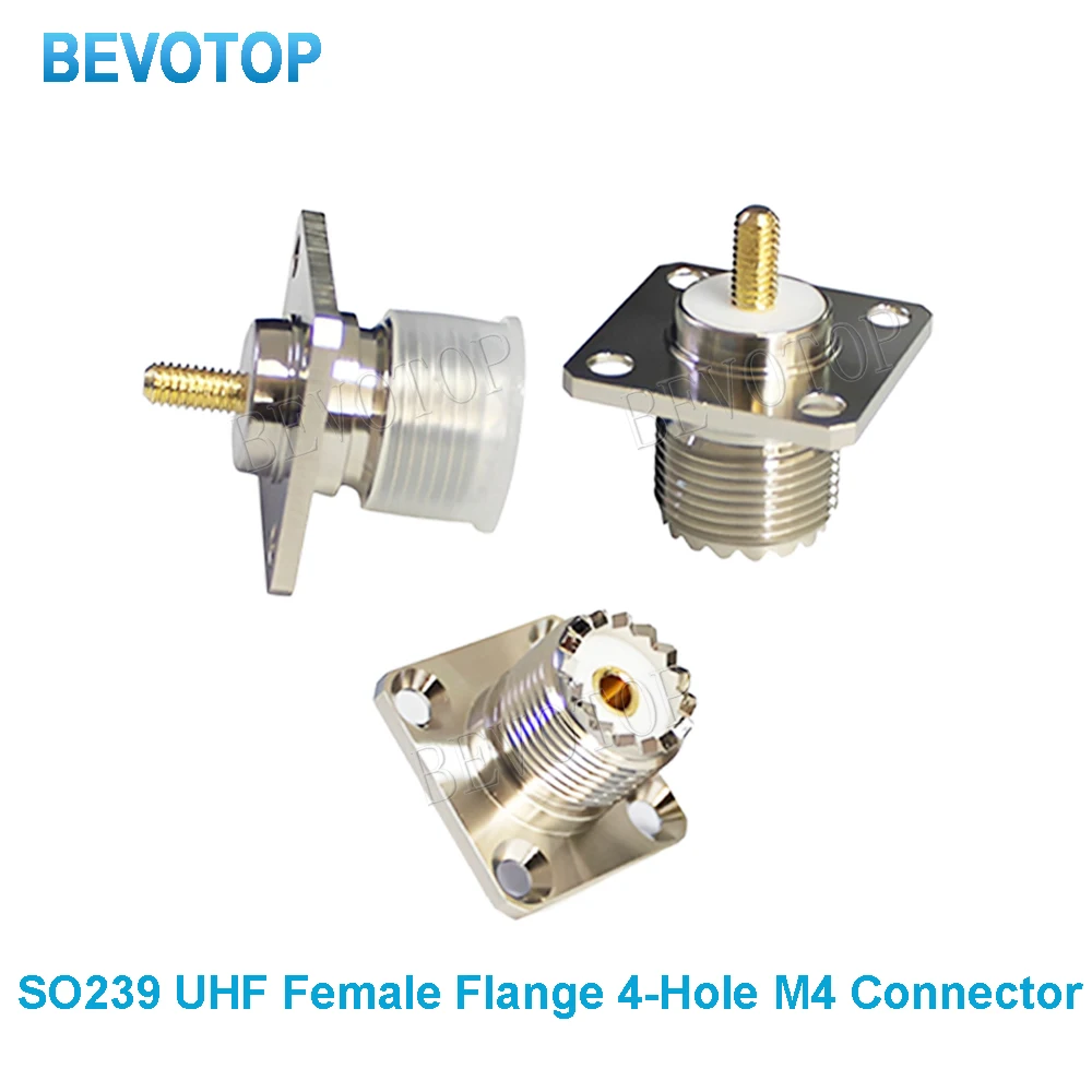 10pcs-so239-uhf-female-socket-mount-panel-moun-long-pin-4hole-flange-connector-fast-delivery-rf-uhf-female-brass-copper