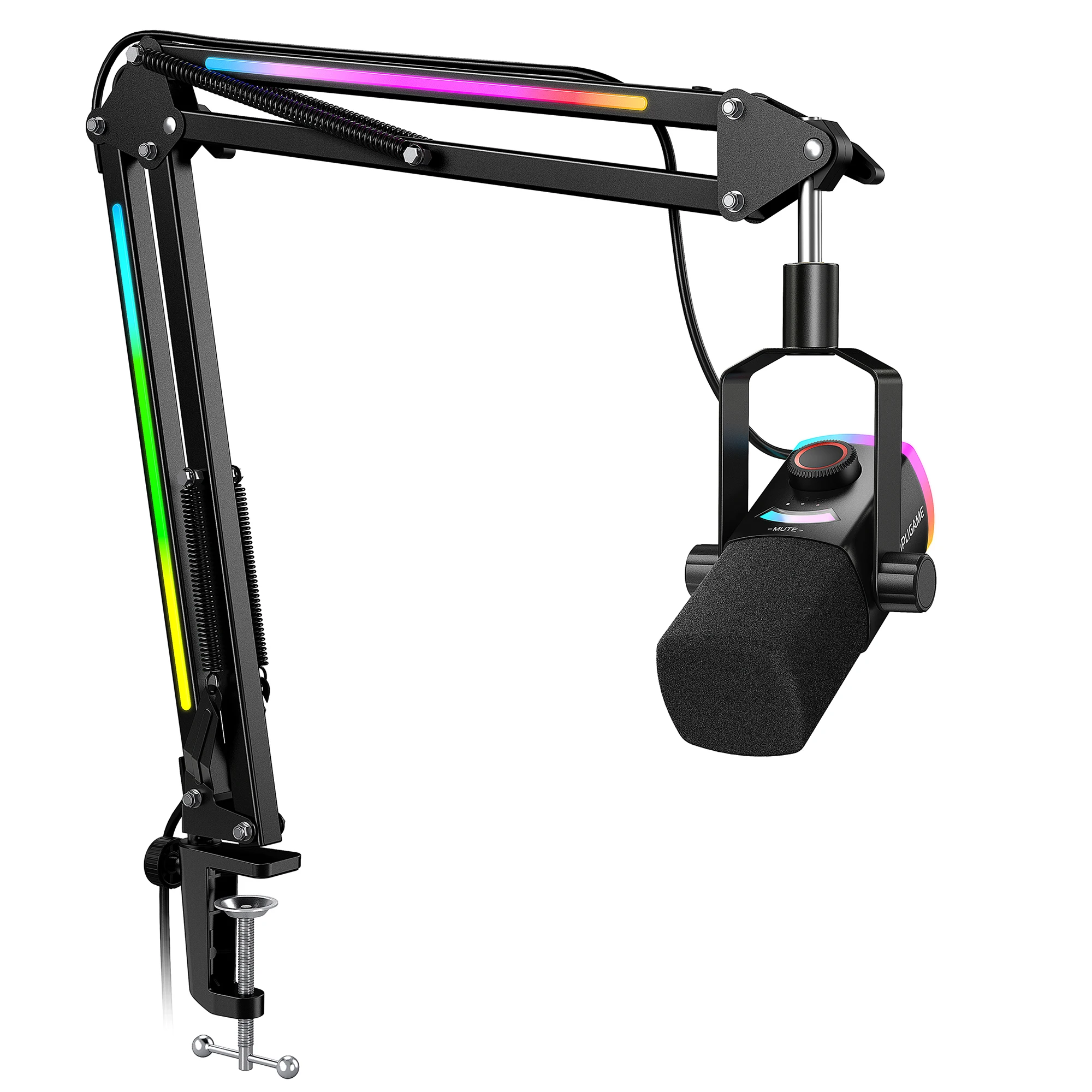 Kit de microphone de jeu FIFINE AM8PROT avec bras de flèche, micro de streaming dynamique XLR/USB avec lumière RVB, tap-to-muet et contrôle mixte