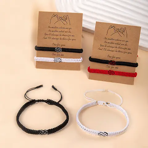 Röd Svart Katolsk Religiös Tro St. Benedictus Kors Droppande Olja Manuell Kinesisk Knut Armband Justerbar Herrsmycken Gåva 10 best sales Kinesiskt knutarmband - №4