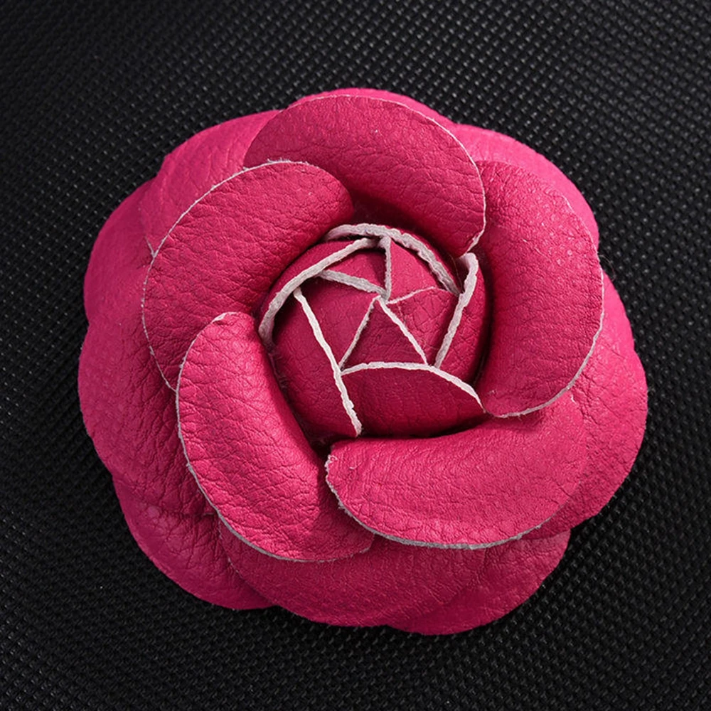 

Handmade Pin Sewing Gifts Women Accessories Fabric Corsage DIY Craft Supplies Camellia Flower PU Leather