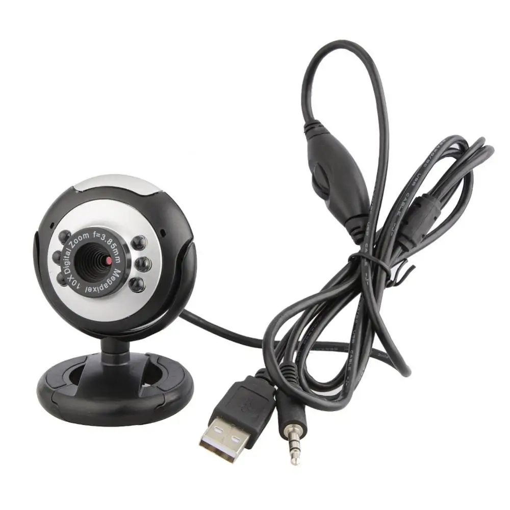 USB Webcam High Clarity 12.0MP 6 LED Night Light Web Camera Built-in Mic For PC Laptop