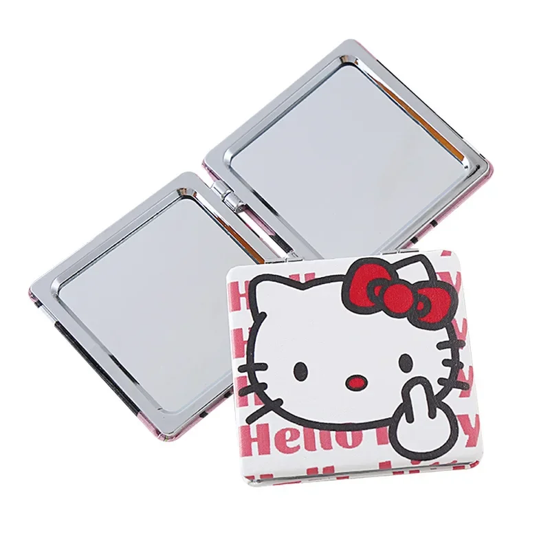 Kawaii spiegel tragbarer kleiner spiegel hallo kitty sanrio tragbarer klapp spiegel doppelseitiges muster mädchen make-up geschenk