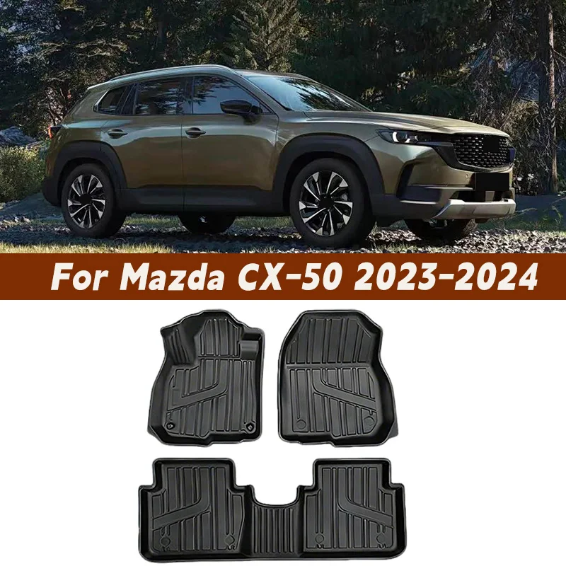 

Комплект из 3-х автомобильных ковриков для Mazda CX-50 (VA) 2023-2024: полностью 3D-формованные, из TPE-резины, грязезащитные, для защиты пола, автоаксессуары