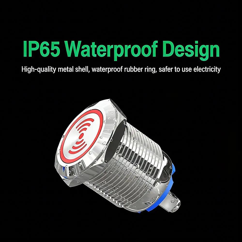 New 16mm 19mm 22mm Metal Buzzer 12V 24V Loud Sound Indicator Red Lamp Waterproof Alarm Warning Buzzer
