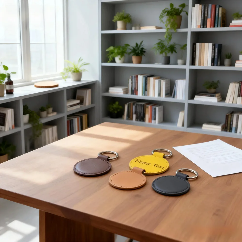 

Cowhide Circular Pendant Creative Leather Keychain PU Leather Car Key Custom Carry Gift Boyfriend Girlfriend Keyring Anniversary