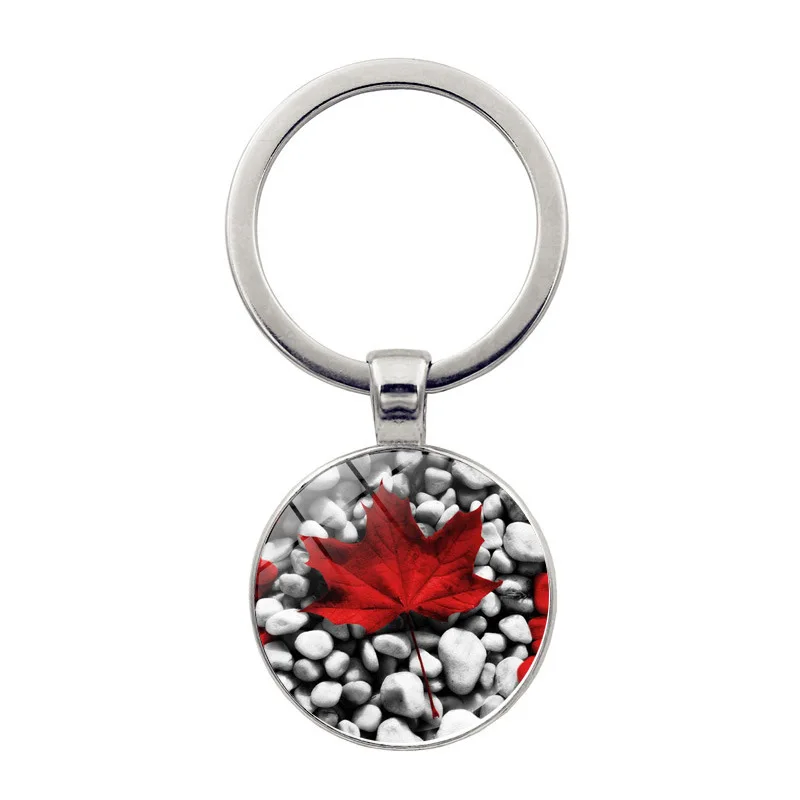 Glass Pendant Key Chain Flag of Canada Versatile Jewelry Alloy Keychain Canadian Maple Leaf Flag Gifts for Friends