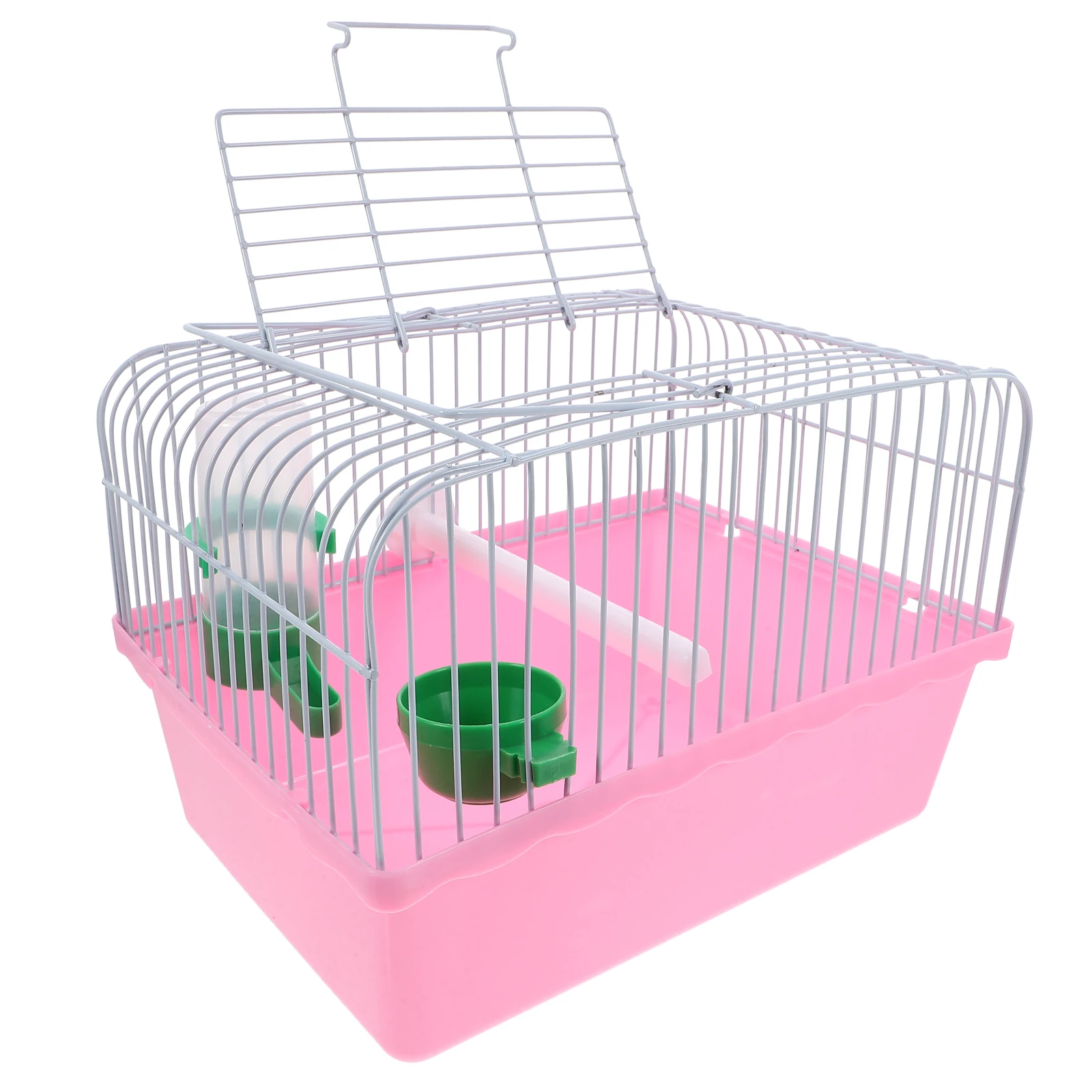 

Portable With Waterer Food Box Spacious Travel For Parrots Budgies Small Birds Durable Metal Abs Lightweight Carrier Foldable