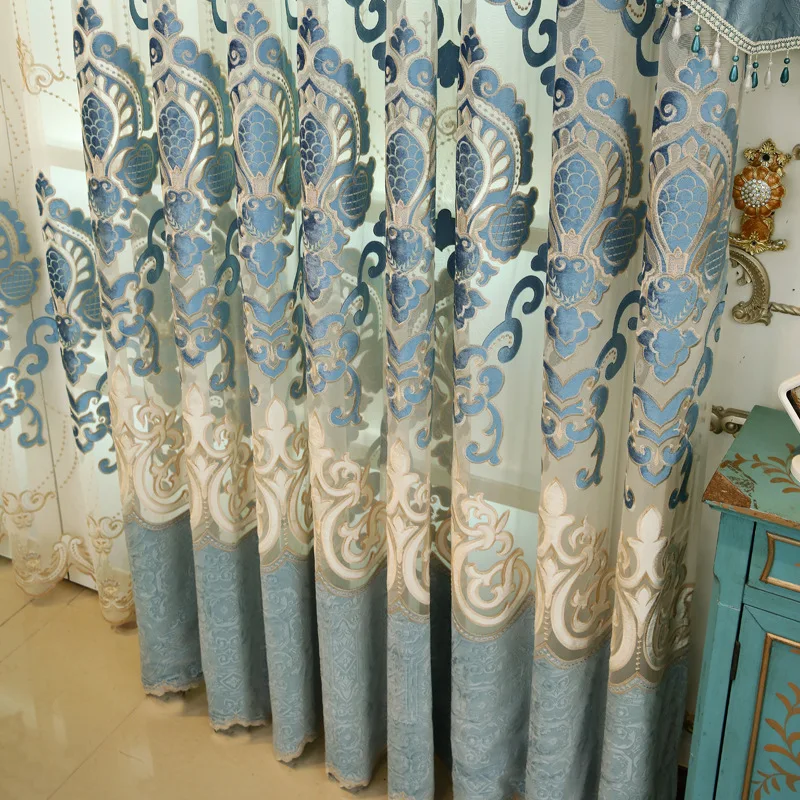 Water-soluble Embroidered Hollow Shade Cloth Curtains for Living Dining Room Bedroom