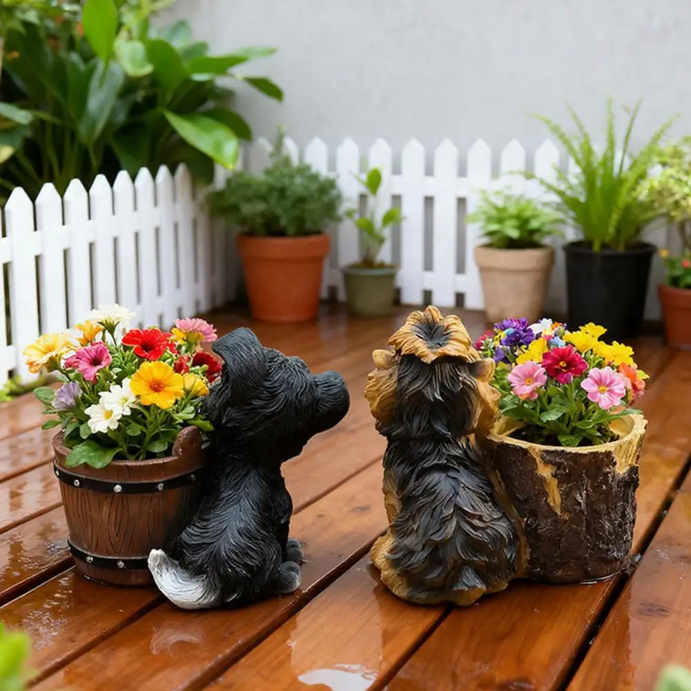 Cute Dog Plant Pot Breathable Flowerpot Puppy Figurine Planter Pot Decorative Small Bucket Planter Cartoon Dog for Desktop