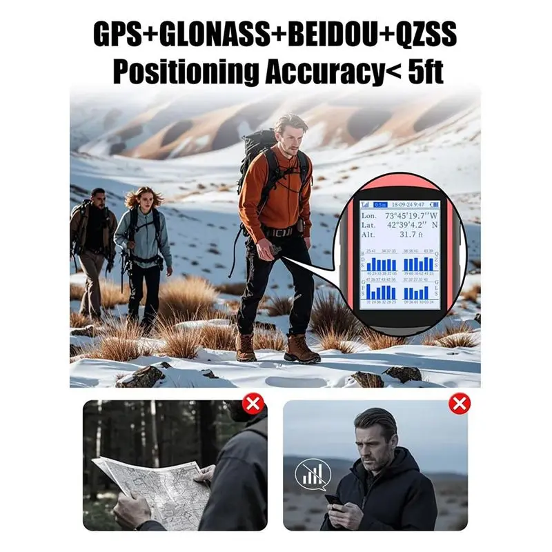 B04B-A6 Multi-GNSS Handheld GPS For Hiking, Rugged GPS Navigator For Camping, Hunting