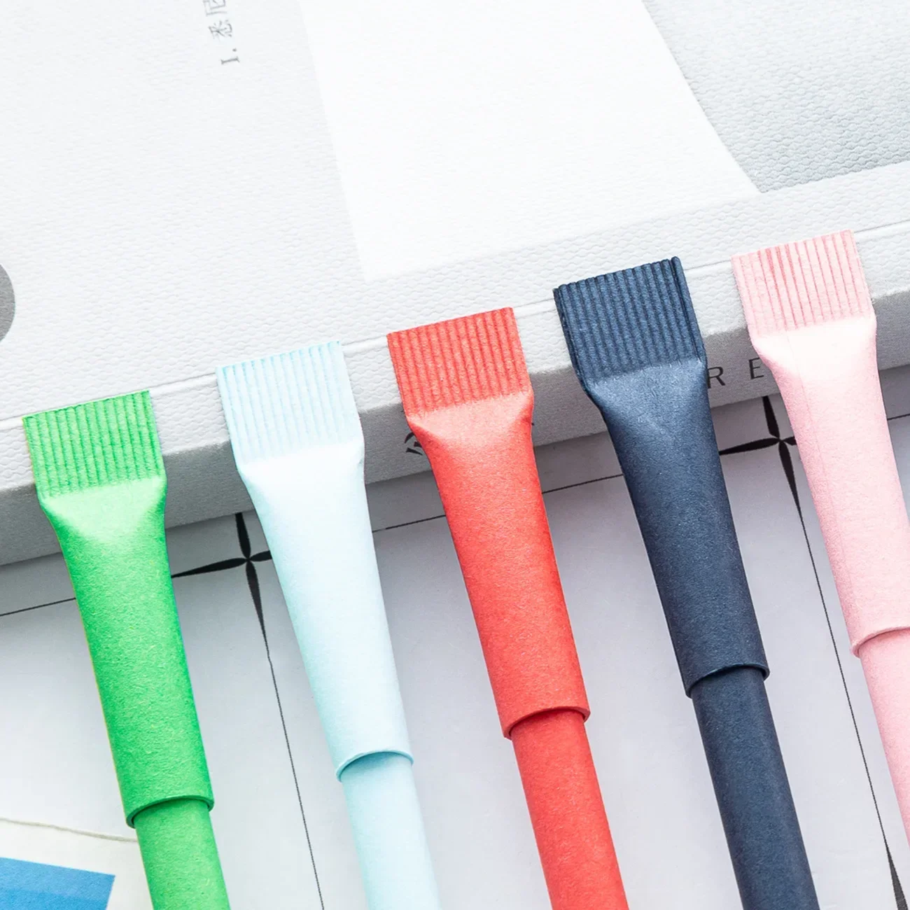 100PCS Custom Logo Eco Paper Ballpoint Pen Environmentally Friendly Kraft Paper Pens Multi Function Pen