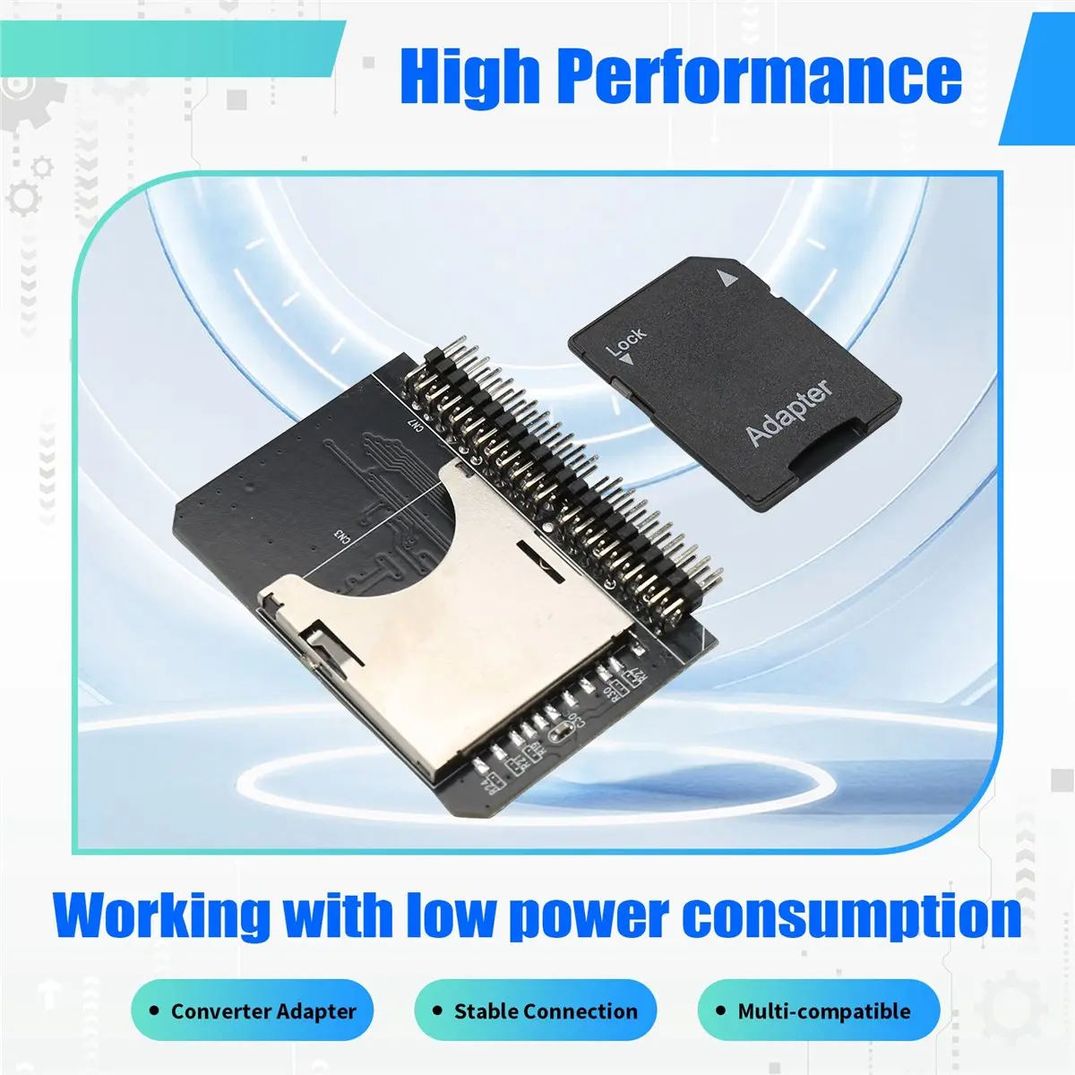 A46U 2.5 Inch SD Card to IDE Adapter, SDHC/SDXC Memory Card Converter to Laptop HDD 44 Pin Male Port HDD Riser Card