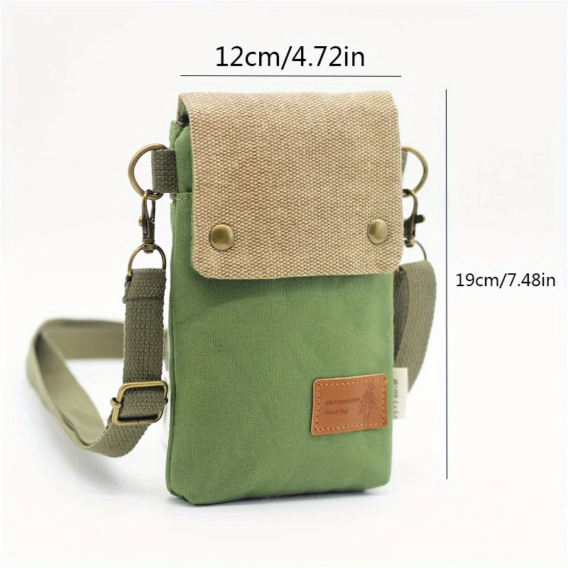 Mini bolsa crossbody de tecido, bolsa de telefone celular com contraste de cor, bolsa de ombro vintage para mulheres pequena bolsa crossbody nova all-match