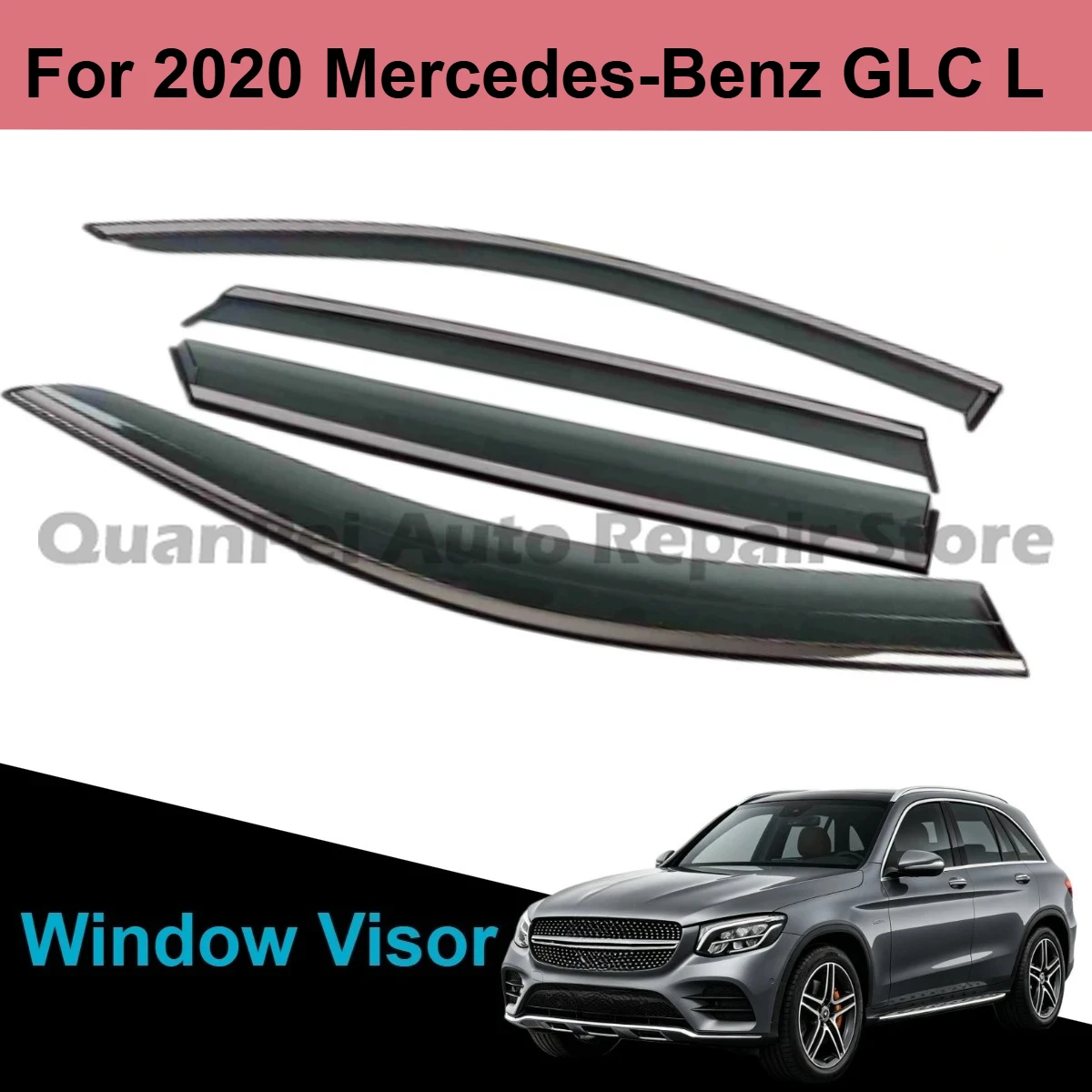 For 2020 Mercedes-Benz GLC L, Door Rain Visors, Wind Noise Reduction, Dustproof Weather Resistant Auto Parts