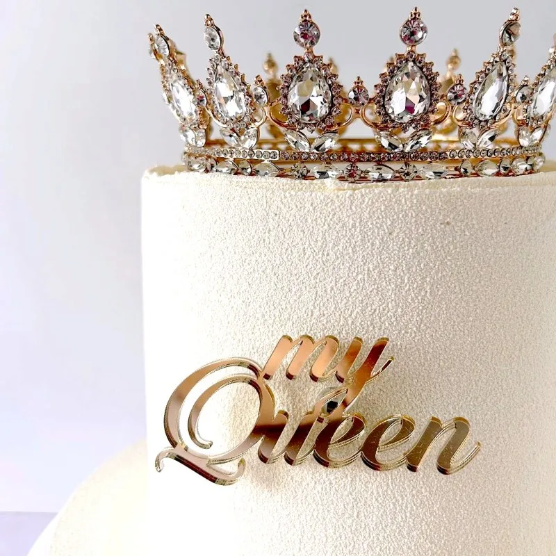 My Queen Happy Birthday Cake Topper Gold Silver Lady Birthday Cupcake Topper for Mother\'s Day Birthday Party Cake Decorations