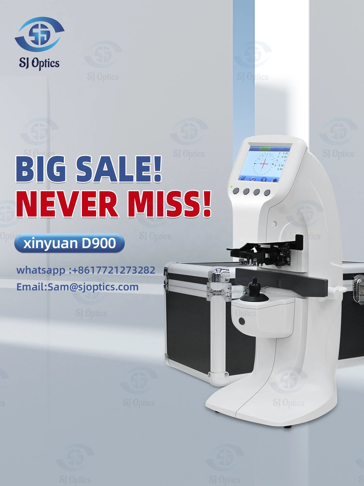 SJ Optics D-900 Digital Adjustable Touch LCD Display Screen Auto Lensometro Focimeter Lens Meter