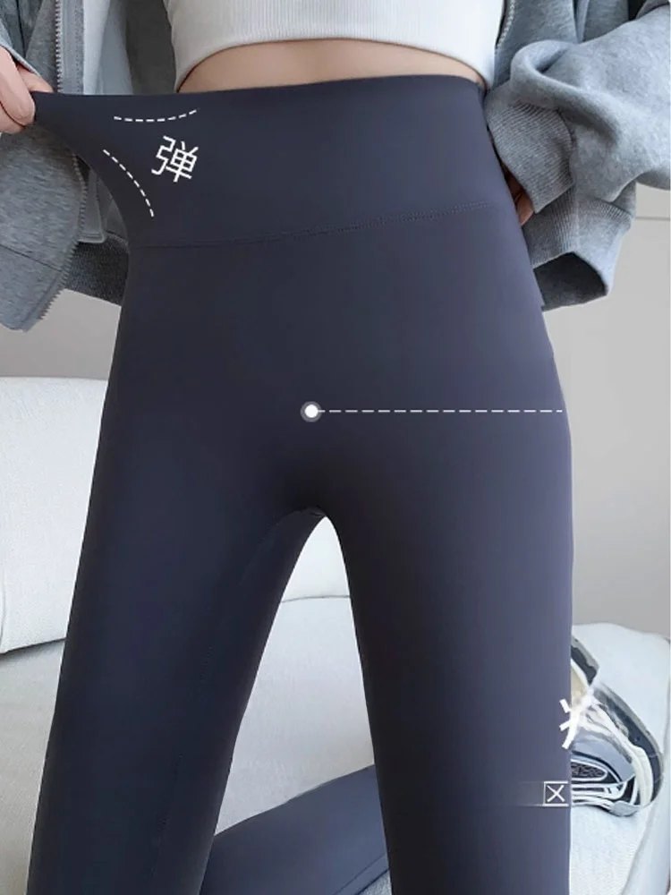 High Waist Fce Lined ark Skin Yoga Pants Women's Fitn Tummy Control Slimming Butt Yoga Trousers Long Pants Nylon Spandex