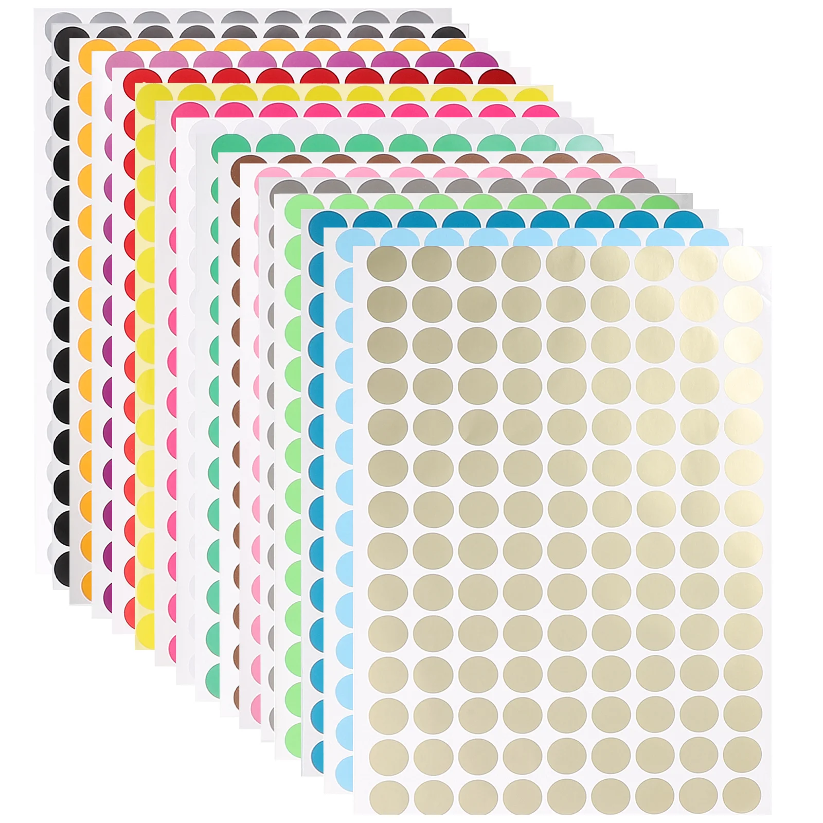 

16 Sheets 19mm Colored Dot Stickers Waterproof Size Number Pieces Packed Circle Labels Small Round Classification Home