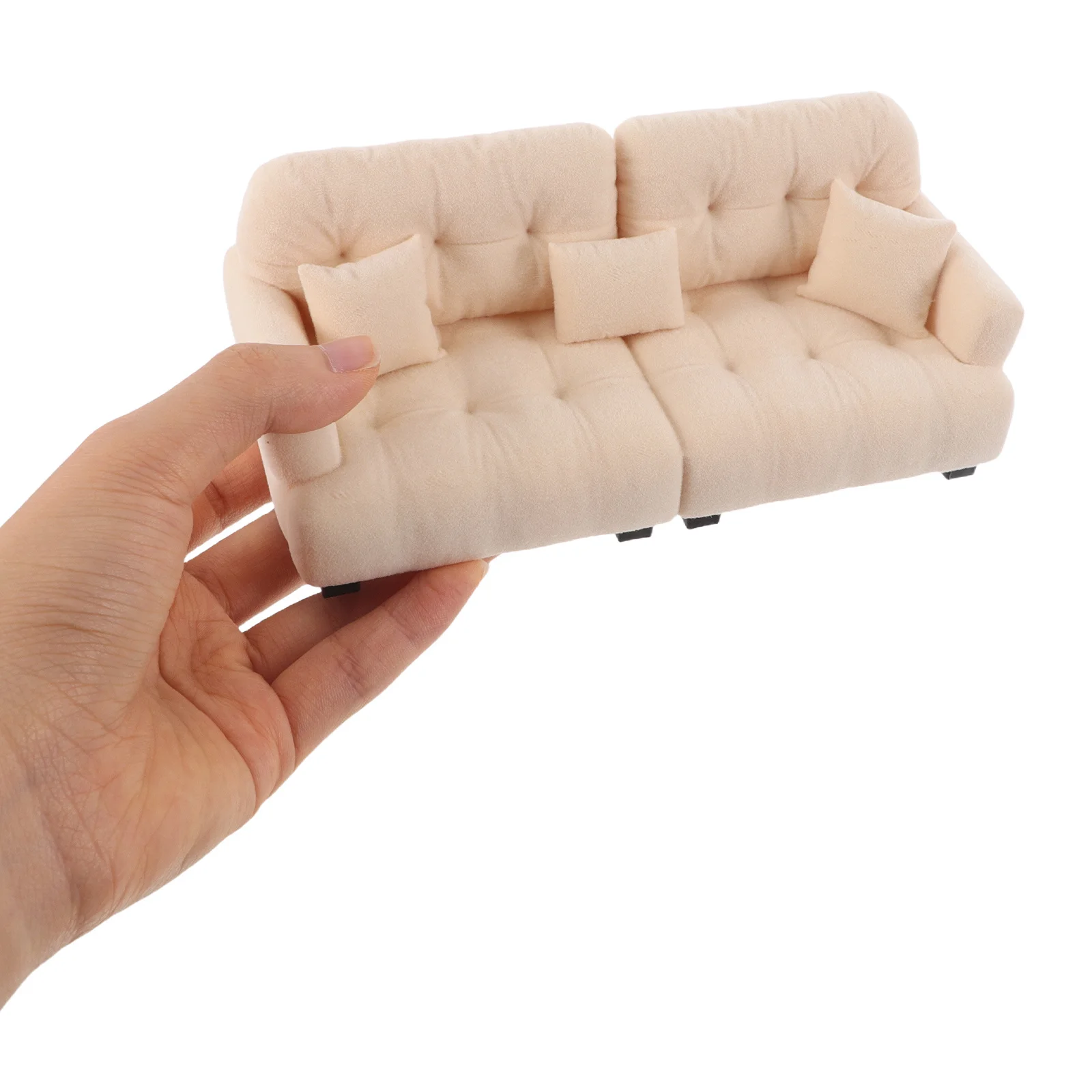 

1:25 Miniature Sofa Cream Upholstered for Dollhouse Decoration Compact Fit Room Setup Small House Furnishings