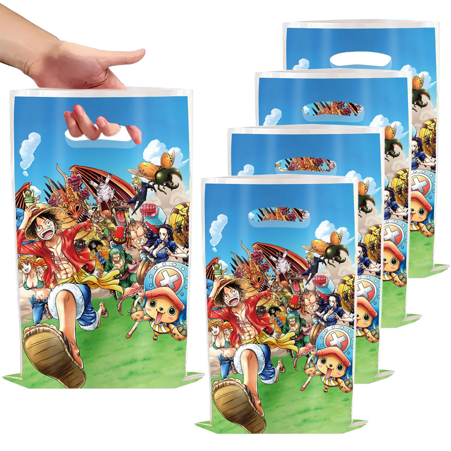 Bolsas de Regalo de One Piece, Decoración para Fiestas, Bolsas de Dulces con Dibujos Animados de Luffy para Niños, Recuerdos para Fiestas de Cumpleaños, Artículos de Decoración para Baby Shower
