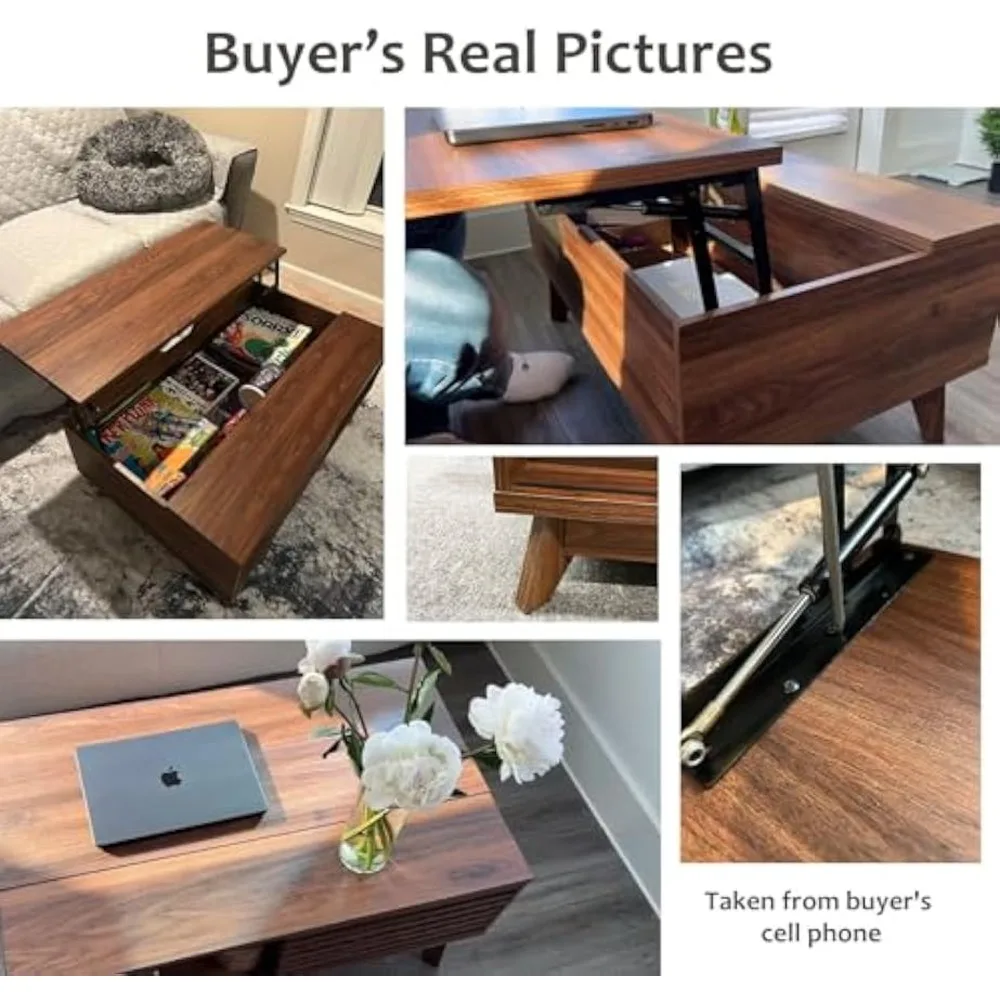 طاولة قهوة حديثة للتخزين في منتصف القرن مع باب منزلق من خشب الجوز لغرفة المعيشة