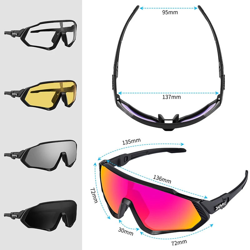 Kapvoe Cycling Glasses Polarized 5 Lens Bike Sunglasses Uv400 Women Men Sport Goggle Bicycle Eyewear Riding Anti-glare Fishing