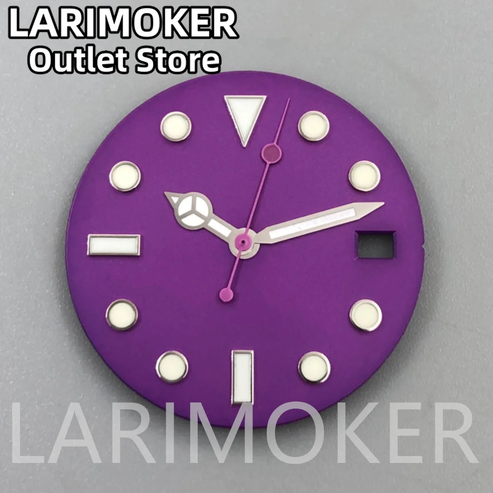 LARIMOKER 29mm Purple dial Watch Hands set fit NH34 NH35 movement Watch Accessories Green Luminous 3.0 O'clock Base