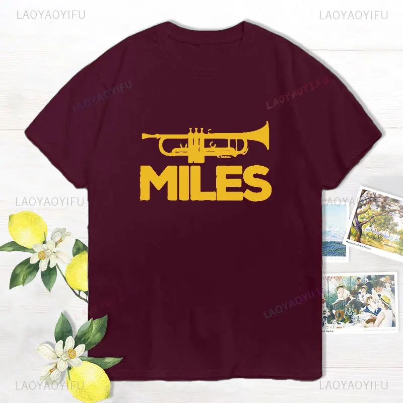 NEW Miles Davis Trumpet Graphic T Shirt Men Summer Fashion Tee Shirt Funny Short Sleeve Cotton Tops Tees Harajuku Streetwear