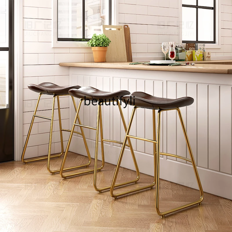 

zqEuropean-Style Bar Stool Modern Minimalist Bar Chair A High Stool Home High-Leg Dining Chair Front Desk Chair