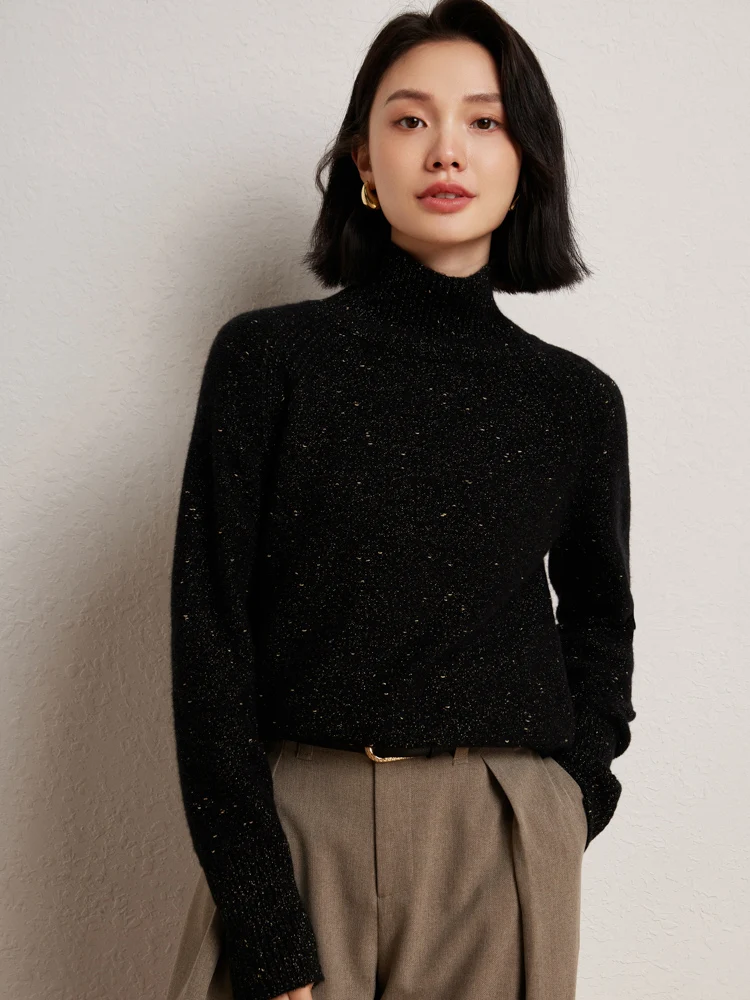 2025 New Women 100% Cashmere Sweater Casual Style Turtleneck Pullover Think Soft Warm Floral Sweater Autumn Winter Fashion Tops